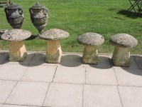 Lot 3132 - Four small reconstituted stone staddle stones