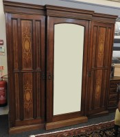 Lot 2119 - An Edwardian rosewood inlaid wardrobe