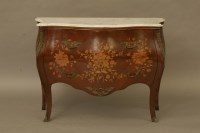 Lot 2025 - A French style marble topped bombe commode