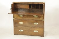 Lot 2200 - A 19th century teak two section secretaire campaign chest