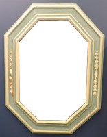 Lot 2219 - A pair of Italian blue and cream painted octagonal wall mirrors