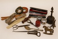 Lot 1080 - A box of collectors items to include a corkscrew