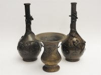 Lot 167 - A pair of oriental bronze vases