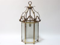 Lot 273 - A brass hanging hall lantern