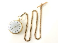 Lot 49 - A mid to late 19th century key wind 18ct gold fob watch