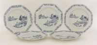 Lot 40 - A set of five porcelain blue and white octagonal plates