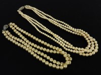 Lot 50 - A three row cultured pearl necklace