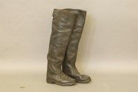 Lot 384 - A pair of black leather thigh high railway workers boots