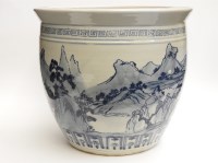 Lot 194 - a blue and white fish bowl