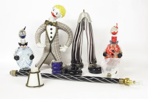 Lot 301 - Murano clowns: two glass decanters with head stoppers