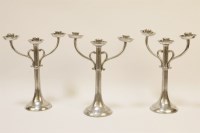 Lot 306 - Three Continental silver plated three branch candelabra's