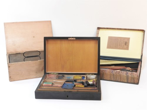 Lot 158 - A Victorian ebonised artist's box and contents