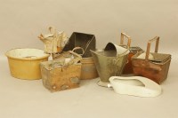 Lot 394 - Three toleware housemaids buckets