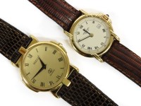 Lot 1150 - A gentleman's gold plated Gucci quartz 3400 model strap watch
