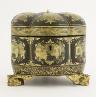 Lot 200 - A Chinese export black-lacquered tea caddy