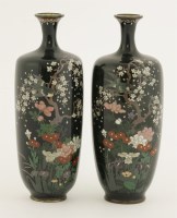 Lot 310 - A pair of silver wire cloisonné vases