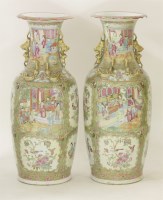 Lot 332 - A pair of Canton enamelled vases