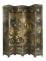 Lot 239 - A large Chinese export lacquer six-fold screen