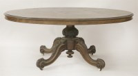 Lot 2017 - A large Victorian oval walnut loo table