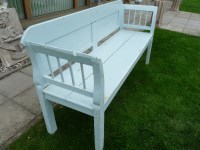 Lot 3084 - An early 20th century blue painted pine bench