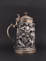 Lot 166 - A silver plated tankard and cover