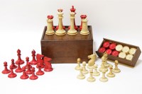 Lot 86 - A stained bone chess set