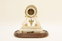 Lot 197 - An alabaster mantel clock