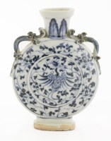 Lot 342 - A blue and white moonflask