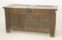 Lot 2212 - An 18th century carved oak coffer