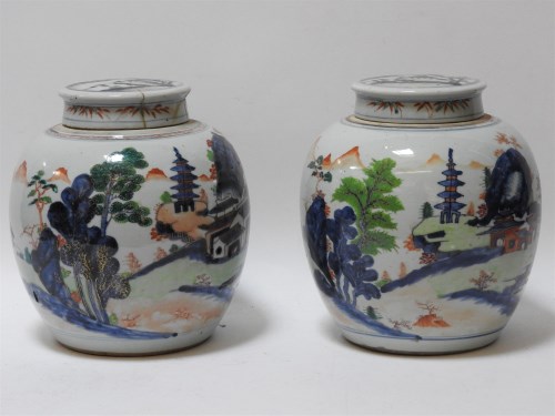 Lot 1174 - A pair of 19th century Chinese porcelain ginger jars