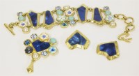 Lot 1016 - A vintage Christian Lacroix iridescent blue plaque link bracelet