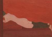 Lot 159 - Derrick Greaves (b.1927)
'LYING NUDE WITH LEGWARMERS (RED)'
Signed and dated '72 l.r.