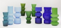 Lot 356 - Nine Scandinavian coloured glass vases