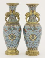 Lot 325 - A pair of cloisonné vases