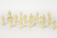 Lot 73 - A collection of late 19th century/early 20th century carved Indian ivory figures