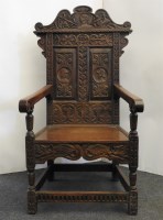 Lot 432A - A 19th century carved oak throne chair