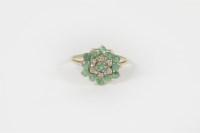 Lot 9 - A 9ct gold emerald and diamond cluster ring
2.43g size P½