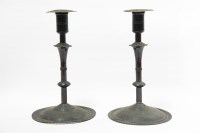 Lot 285 - A pair of 19th century Toleware candlesticks