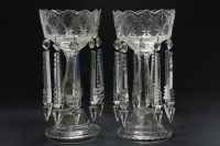 Lot 223 - A pair of Victorian clear cut glass lustres