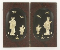 Lot 340 - A pair of black-lacquered panels