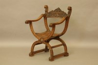 Lot 466 - A 17th century style walnut X framed armchair