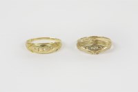 Lot 1 - Two 18ct gold boat shaped five stone diamond ring (one stone deficient)
Total 3.73g