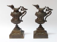 Lot 186A - 19th century pair of bronze ewers