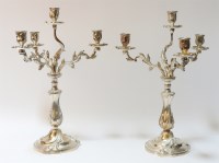 Lot 314A - A pair of silvered bronze candelabra