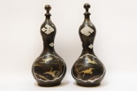 Lot 194 - A pair of 19th century Japanese gourd  vases