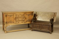 Lot 380 - An oak sideboard and a monks bench