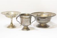 Lot 115 - A silver three handled trophy cup