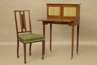 Lot 433 - A French mahogany bon heur dujour and chair