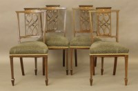 Lot 478 - Four Edwardian inlaid mahogany single chairs