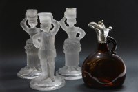 Lot 288 - Three Baccarat moulded glass candlesticks